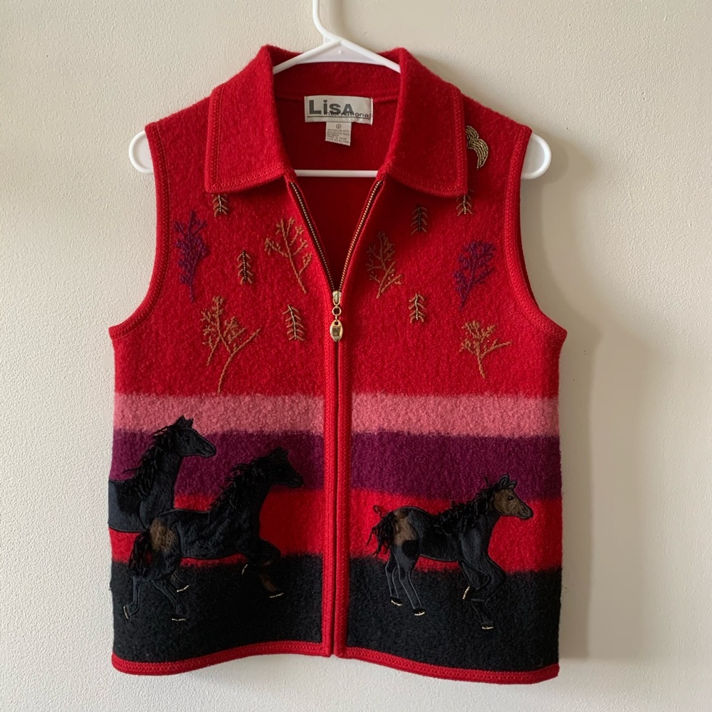 Vintage wool southwest horse equestrian vest (bag8)